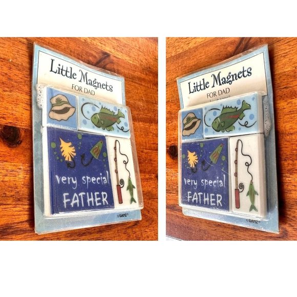 VTG Ganz Little Magnets Dad Special Father Fishing 4 Piece  Stocking Stuffer New - Picture 9 of 12